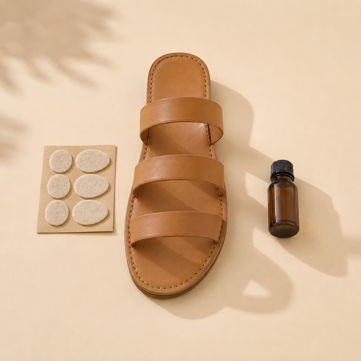 First Sandal Set, photographed from above against a sand-beige background